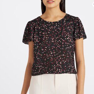 FORTUNE + IVY - Dondria Mixed Material Flutter Sleeve Blouse